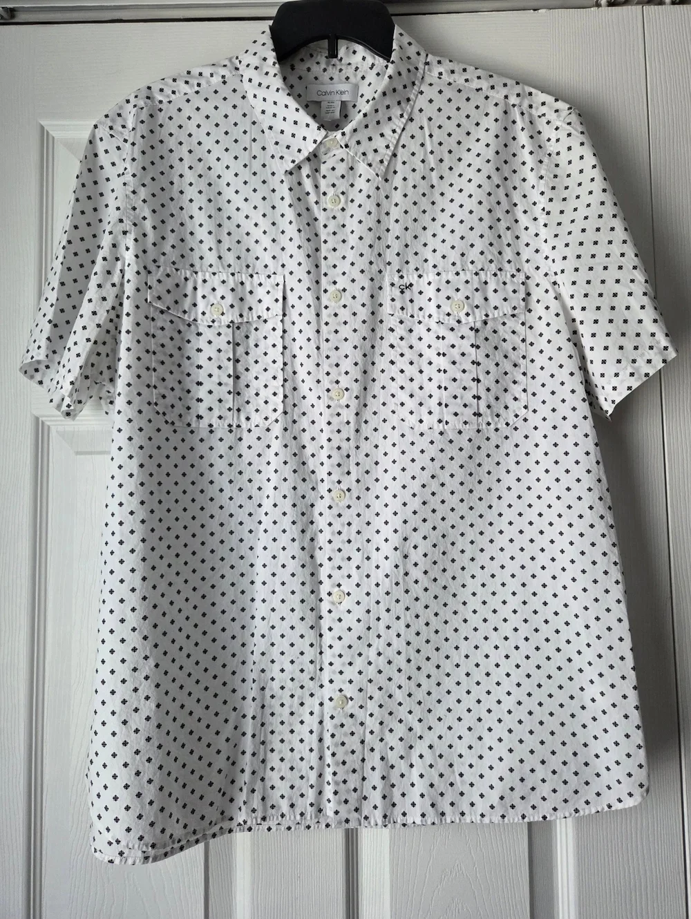 Calvin Klein Men's Short-Sleeve White Dot-Print Button Shirt Size XL - Picture 2 of 14